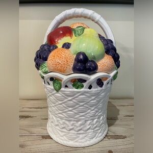 Int'L Art Ceramic Cookie Jar, Fruit Basket Design